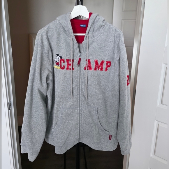 Disney Mickey Mouse Champ Fleece Full Zip Hoodie Size XL - Picture 1 of 8